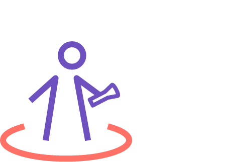 Line illustration of man holding torch with light shining from it